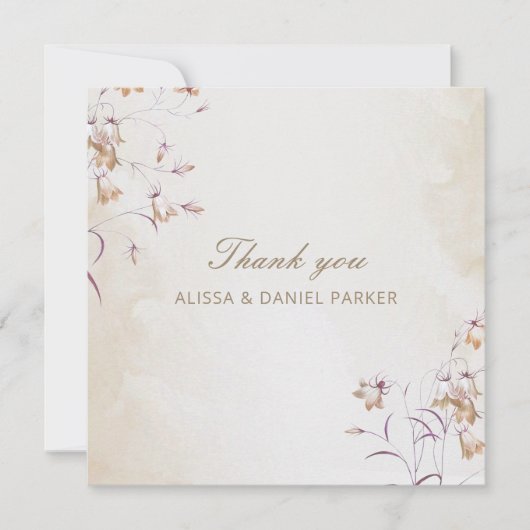 Boho Floral Mariage Carte de remerciements (Devant)