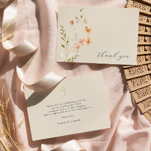 Boho Floral Mariage Carte de remerciements