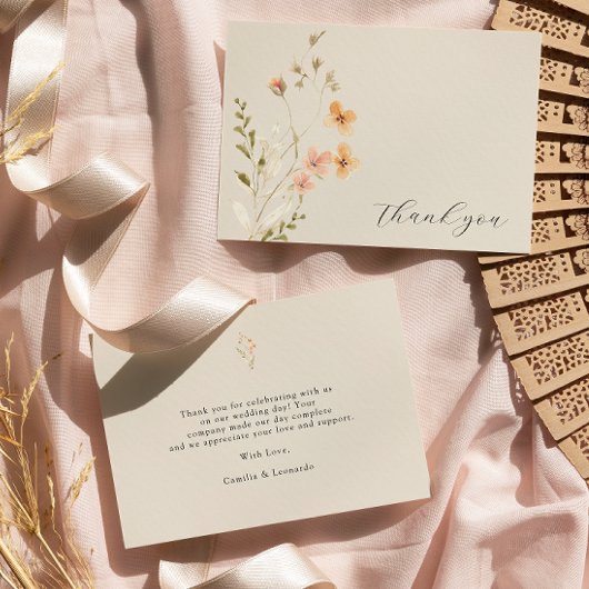 Boho Floral Mariage Carte de remerciements