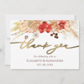 Boho Floral Mariage Carte de remerciements | Terra (Devant)