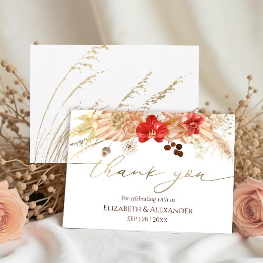 Boho Floral Mariage Carte de remerciements | Terra