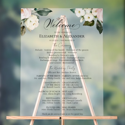 Boho Floral Mariage Cérémonie Programme Symbole ac (Neutre)