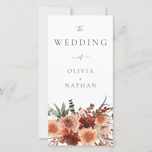 Boho Floral Mariage Ceremony Programme de réceptio (Devant)