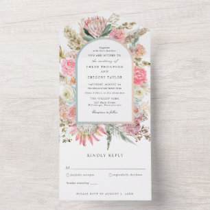 Boho Floral Mariage tout en une invitation