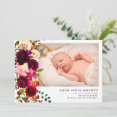 Boho Floral | Marsala Photo Faire-part de naissanc (Debout devant)