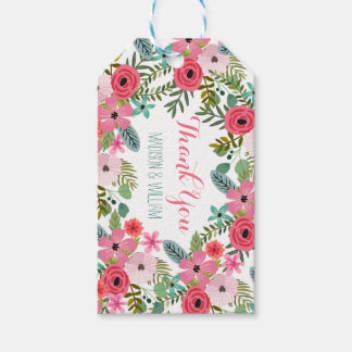 Boho floral Merci étiquettes cadeaux personnalisée