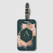 Boho Floral met Gold Lijst Monogram Bagagelabel (Voorkant (verticaal))