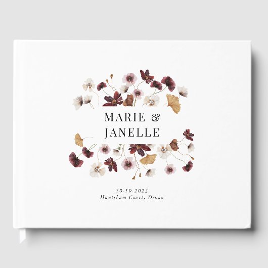 Boho Floral minimalistische bruiloft Gastenboek (Voorkant)