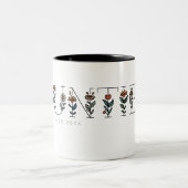 Boho floral minuscule tasse de café à deux tons (Centre)