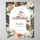Boho Floral Musroom | AFFICHE DE BIENVENUE BABY SH (Devant)