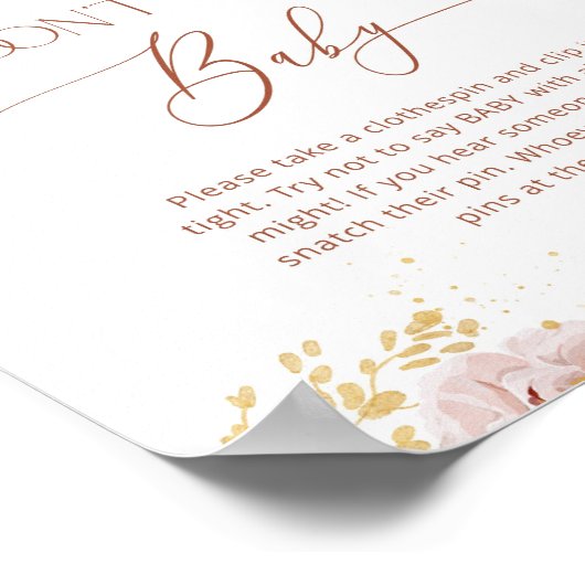 Boho floral Ne pas dire jeu de bébé Poster (Coin)