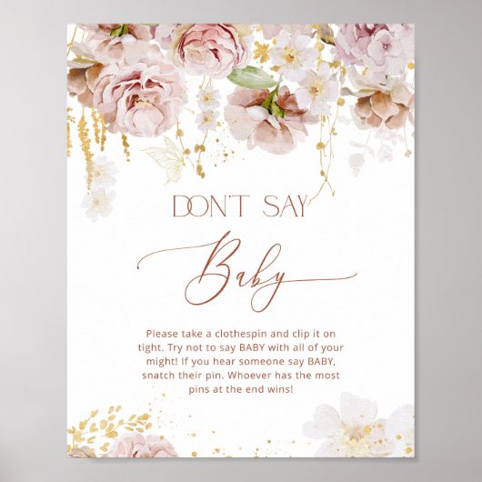 Boho floral Ne pas dire jeu de bébé Poster (Devant)