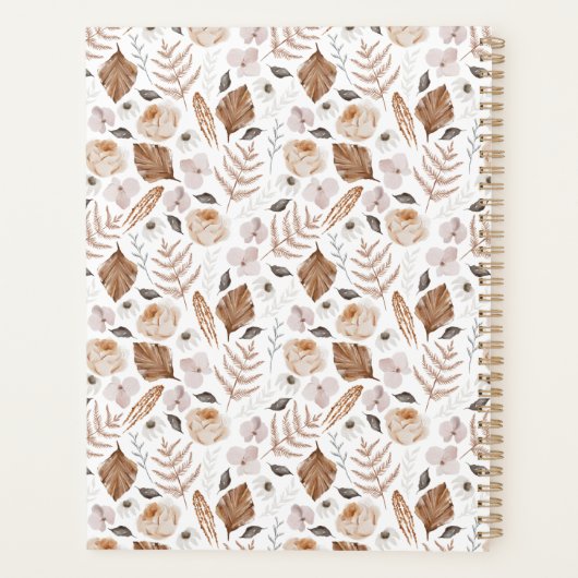 Boho Floral Nom de famille Planificateur (Dos)