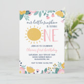 Boho Floral Notre Petit Soleil Invitation 1er Anni (Debout devant)