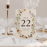 Boho Floral Numéro de table<br><div class="desc">Ce chic et élégant Boho Floral Table Number présente de magnifiques fleurs sauvages d'aquarelle peints à la main,  disposés comme une jolie couronne. Trouvez les éléments correspondants dans la collection de Mariages Fleurs sauvages Tan Boho.</div>