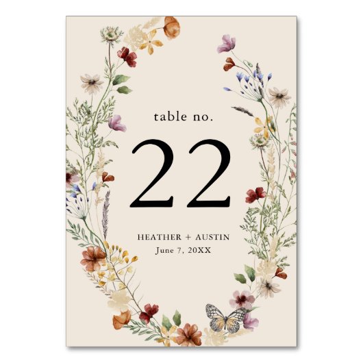 Boho Floral Numéro de table (Dos)