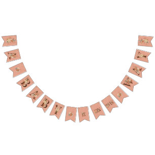 Boho Floral op getextureerd roze Baby shower Vlaggetjes