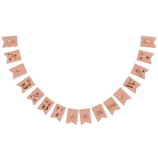 Boho Floral op getextureerd roze Baby shower Vlaggetjes