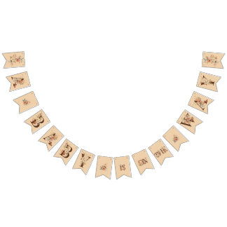 Boho Floral op getextureerd Tan Baby shower Vlaggetjes