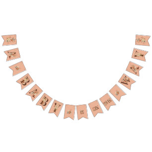 Boho Floral op Roze Baby shower Vlaggetjes