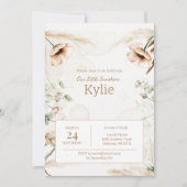 Boho Floral Oranamental Birthday Invitation Kaart (Voorkant)