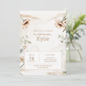 Boho Floral Oranamental Birthday Invitation Kaart (Staand voorkant)