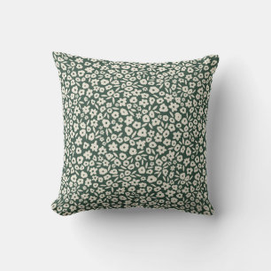 Boho Floral over Dark Emerald Green Kussen