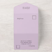 Boho Floral Paarse Waterverf Wedding All In One Uitnodiging (Buitenkant)