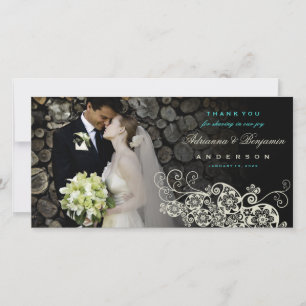 Boho Floral Paisley Mariage Merci Carte photo