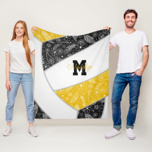 boho floral paisley veren zwarte volleybal fleece deken