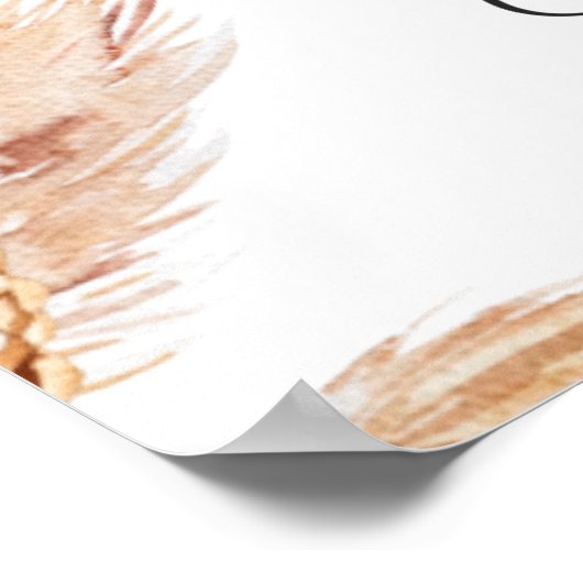 Boho Floral Pampas 40e anniversaire Affiche de bie (Coin)