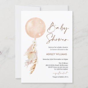 Boho Floral Pampas Balloon Baby shower Invitation