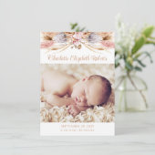 Boho Floral Pampas Faire-part de naissance photo d (Debout devant)