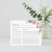 Boho Floral Pampas Fête des mariées herbe Carte Re (Debout devant)