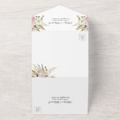 Boho Floral Pampas Floral Wedding All In One Uitnodiging (Buitenkant)