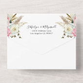 Boho Floral Pampas Floral Wedding All In One Uitnodiging (Achterkant)