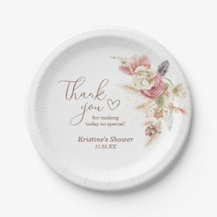 Boho Floral Pampas Grass Baby shower Bedankt Papieren Bordje