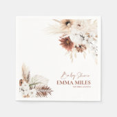Boho Floral Pampas Grass Baby shower Napkins Servet (Voorkant)