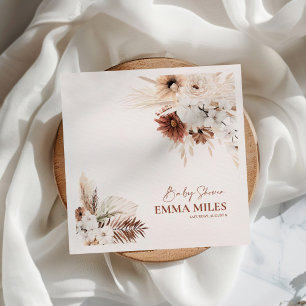 Boho Floral Pampas Grass Baby shower Napkins Servet