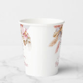 Boho Floral Pampas Grass Dusty Pink Papieren Bekers (Rechts)
