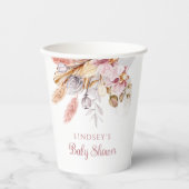 Boho Floral Pampas Grass Dusty Pink Papieren Bekers (Voorkant)
