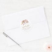 Boho Floral Pampas Grass Gepersonaliseerd Afstuder Ronde Sticker (Envelop)