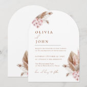 Boho Floral Pampas Grass invitations mariage (Devant / Derrière)