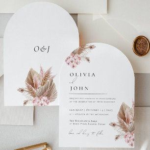 Boho Floral Pampas Grass invitations mariage