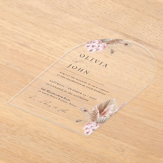 Boho Floral Pampas Grass invitations mariage (Poser)