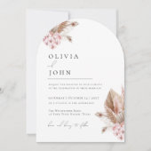 Boho Floral Pampas Grass invitations mariage (Devant)