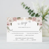 Boho Floral Pampas Grass Pink RSVP Kaartje (Staand voorkant)