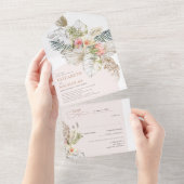 Boho Floral Pampas Grass Terra Cotta woestijn | All In One Uitnodiging (Afscheurbaar)