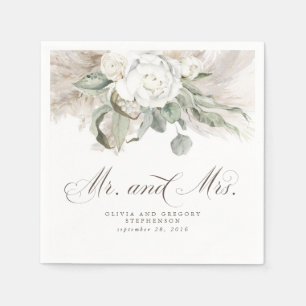 Boho Floral Pampas Grass Wedding Servet