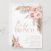 Boho Floral Pampas Roos Gold Baby shower Kaart (Voorkant)